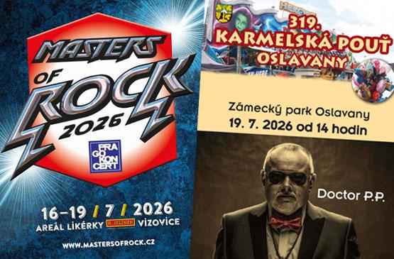 V sobotu 18.7. se představíme na festivalu Masters of Rock a v neděli 19.7. vystoupíme v Oslavanech