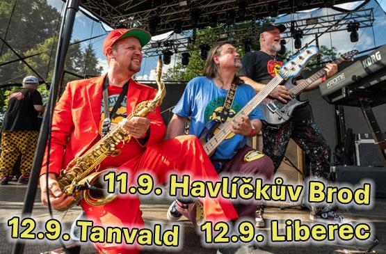 V pátek 11.9. a v sobotu 12.9. nás čekají tři koncerty, v Havlíčkově Brodě, Tanvaldu a Liberci