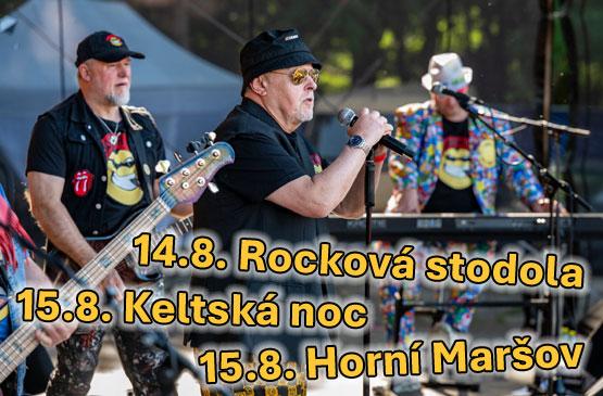 V pátek 14.8. se představíme v Rockové stodole a v sobotu 15.8. nás čeká dvoják, Keltská noc a Horní Maršov