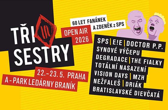 V sobotu 23.5. se představíme na festivalu Tři sestry open air 2026 v pražském Braníku